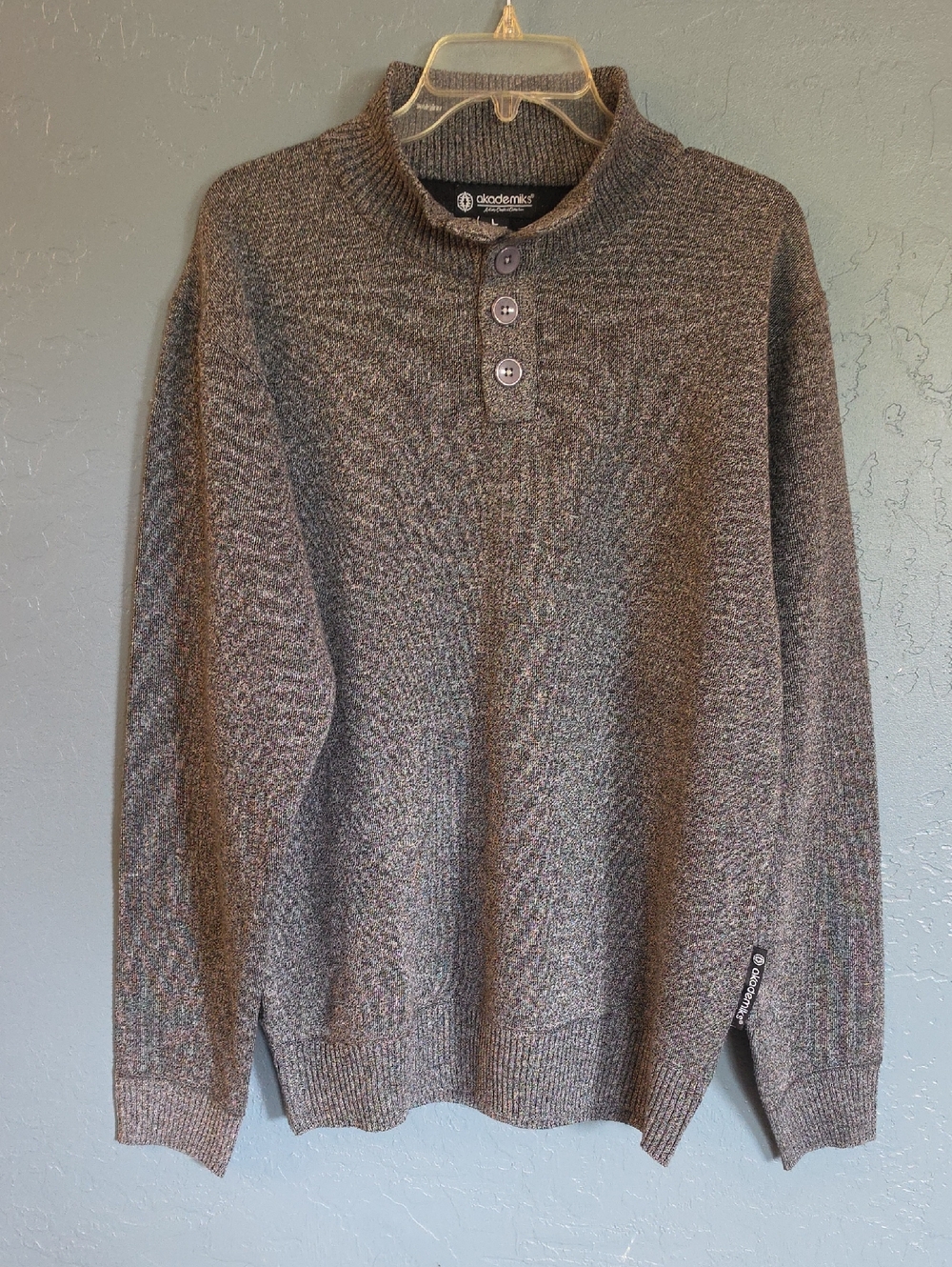 Y2K Akademiks Grey Heather Crewneck Henley Sweater